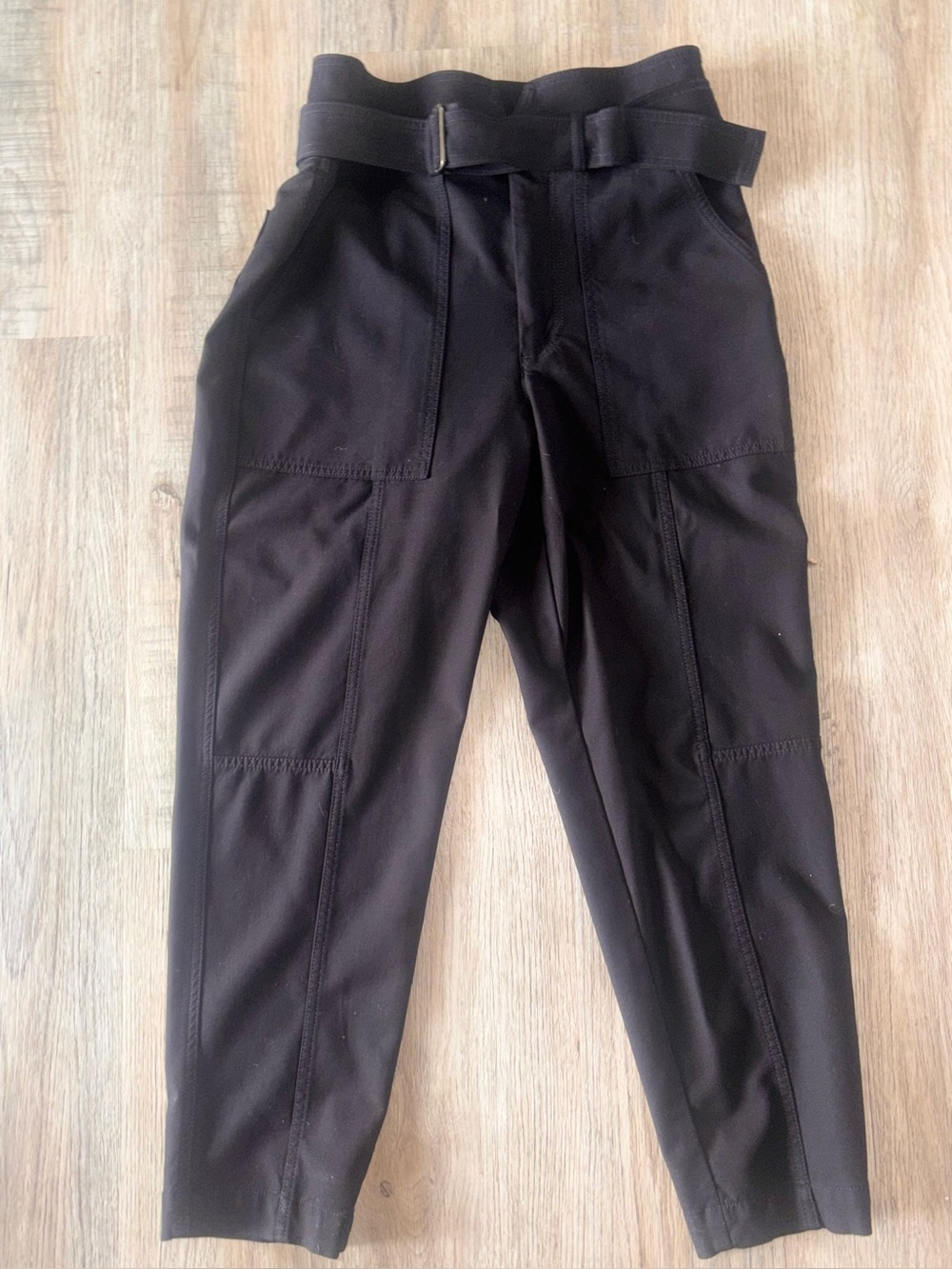 Banana Republic Black High Rise Belted Utility Cargo Pants Size 8 Tapered Ankle